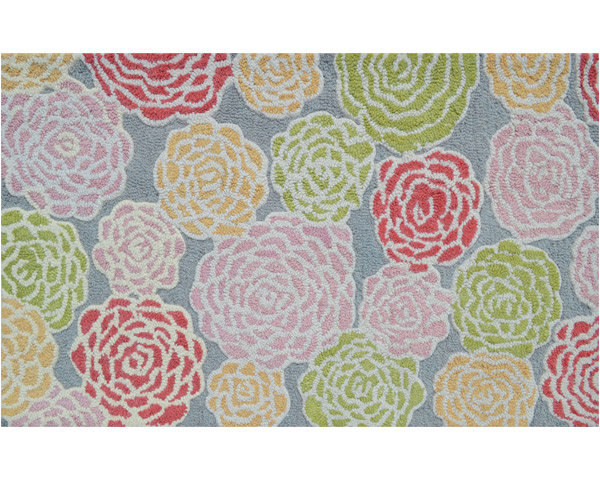 Hand Hooked Wool Floral Rug, Rectangle 2'8" x 4'8"
