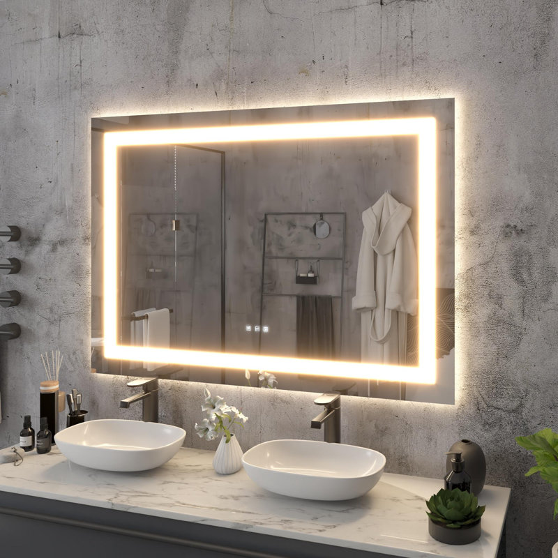 Miroir de salle de bain à DEL sans cadre , 36 po x 50 po