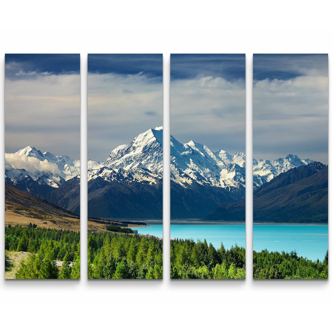 4-tlg. Leinwandbilder-Set Pukaki Lake mit Mount Cook im Hintergrund - Neuseeland