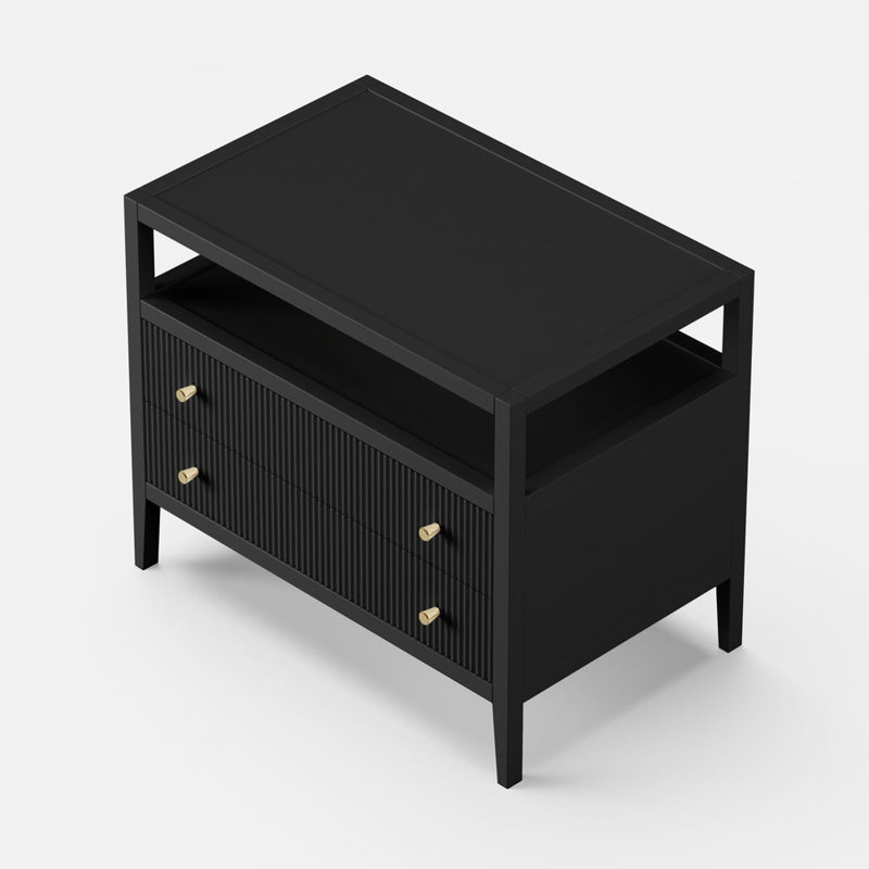 Stria 30" Fluted 2-Drawer Wide Smart Nightstand