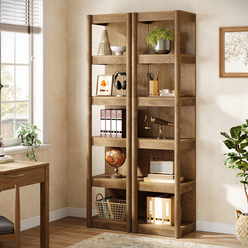5-tier Narrow Bookcase, 70.9" Tall Farmhouse Bookshelf With Open Storage Rack, 2