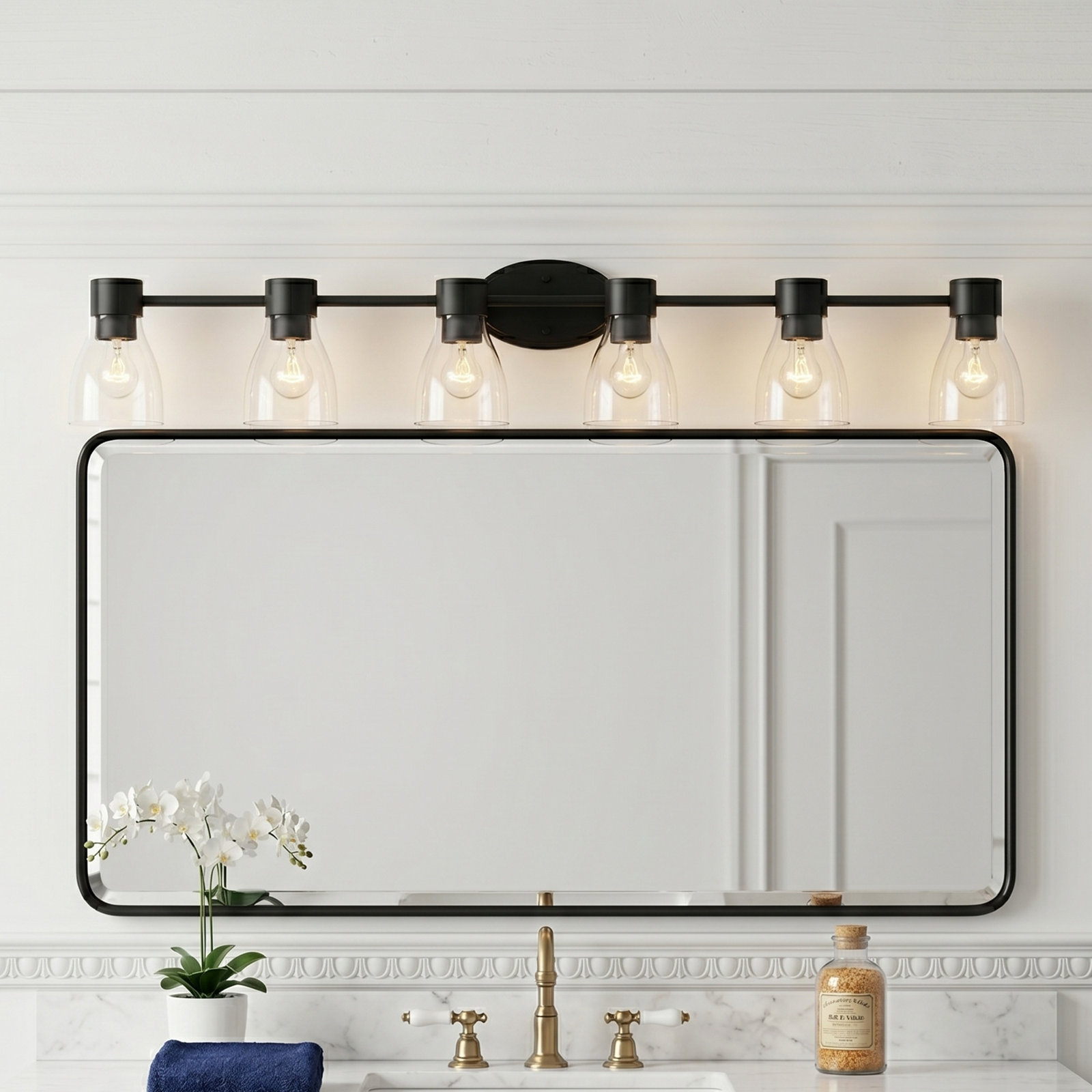 Jessa Dimmable Vanity Light, Satin Black, 6
