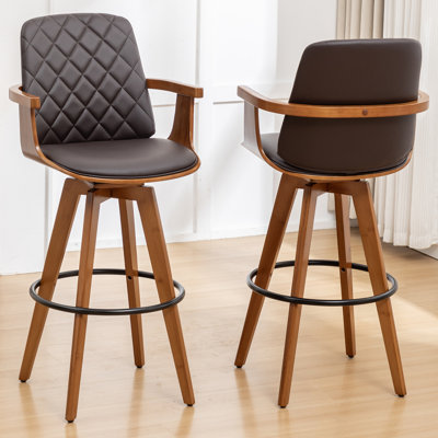Swivel Yes Upholstered Faux Leather Bar Stool
