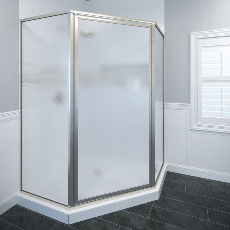 Deluxe 65'' W 65.125'' H Framed Neo-angle Reversible Shower Enclosure, Brushed Nickel
