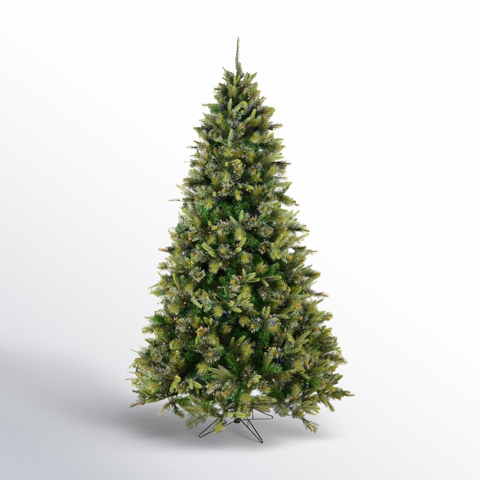 Green Pine Flocked Pre-Lit Pine Christmas Tree, 4.5' H, Multi-colored LED