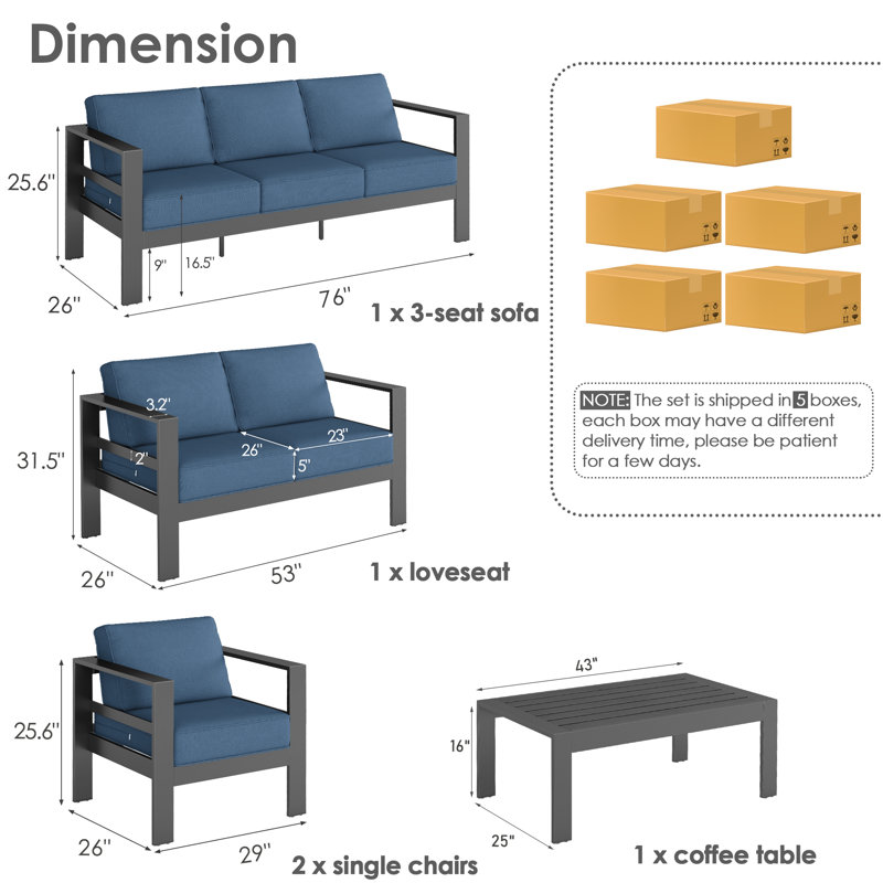 Tempie 7-Person Outdoor Seating Group with Cushions