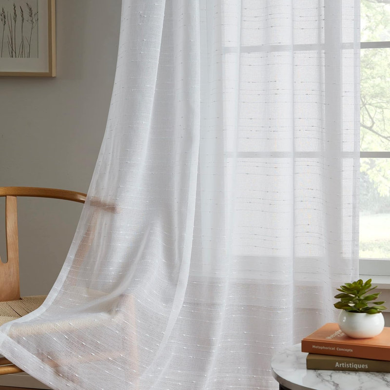 Rideau en polyester Valerle, Blanc, L 54 po x H 63 po