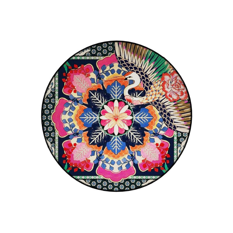 Multicolor Moroccan Ethnic Area Rug, Round 3'4"