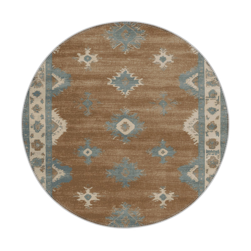 Overdyed Gray Indoor and Outdoor Area Rug, Round 5'
