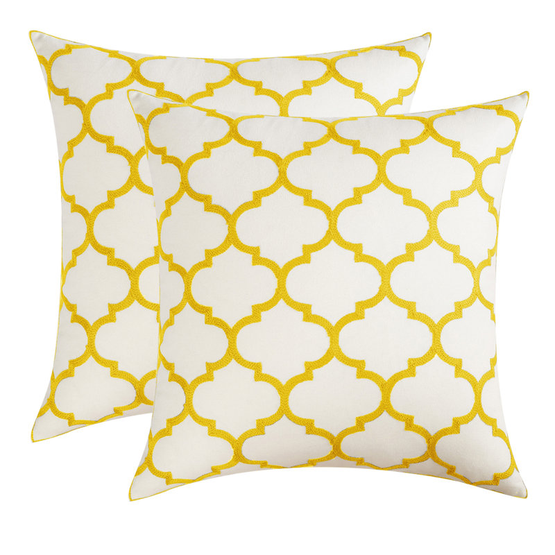 Floral Cotton Blend Pillow Cover, Yellow