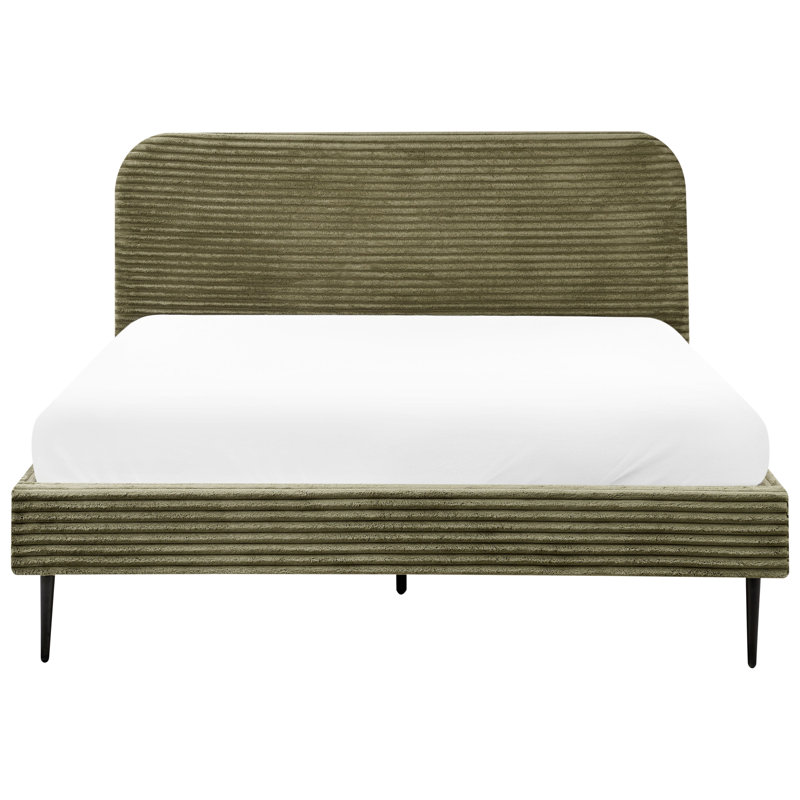 Bed Corduroy Fieldsboro, European Kingsize (160 x 200 cm), Green