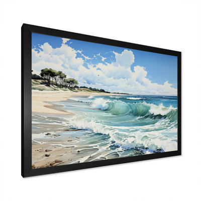 Beach Serene Shores Pointillism - Landscapes Canvas Wall Art