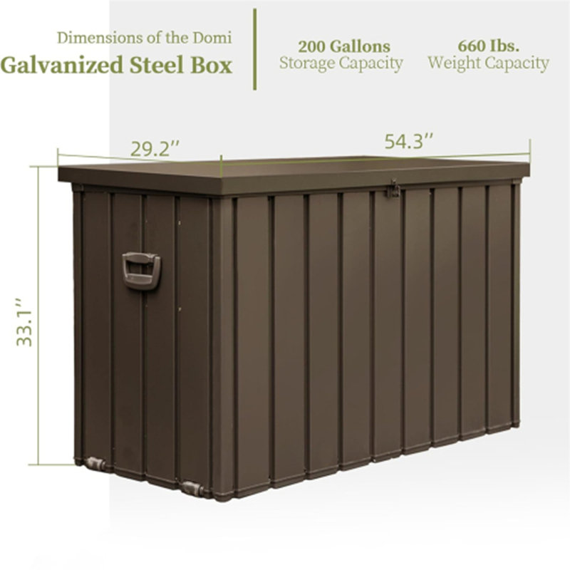 100-Gallon Waterproof Deck Box with Lock, 33.1" H x 54.3" W x 29.2" D, Dark Brown