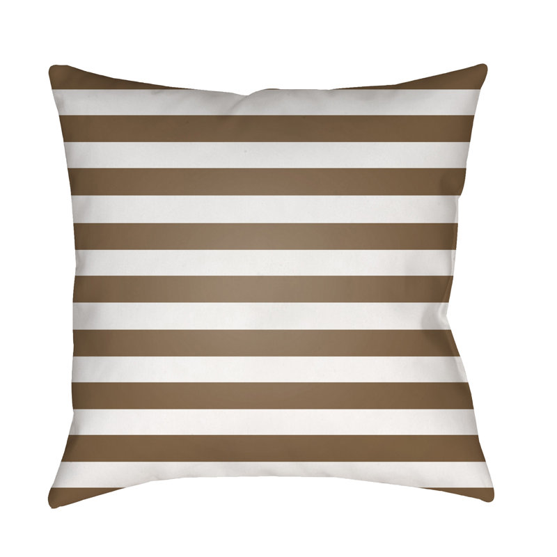  Stripe Indoor/Outdoor Throw Pillow, 18" H x 18" W x 3.5" D, Brown