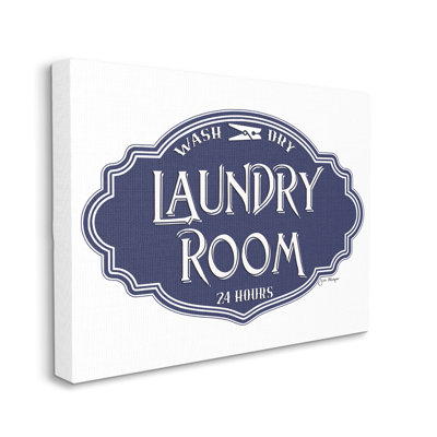 " Vintage Laundry Room Sign Minimal Blue White " by Jill Meyer