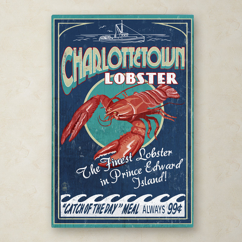 « homard », art textuel sur toile tendue, H 19 po x l 12 po x P 2 po