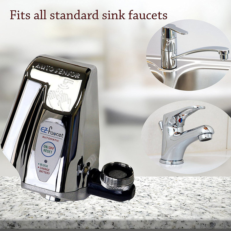 Chrome Automatic Touch-Free Faucet Adapter for Bathroom and Kitchen