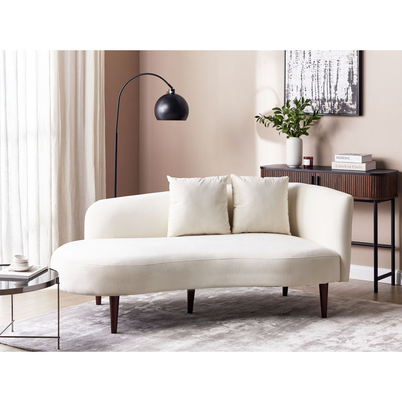 Oliveras Upholstered Chaise Lounge, Cream Velvet