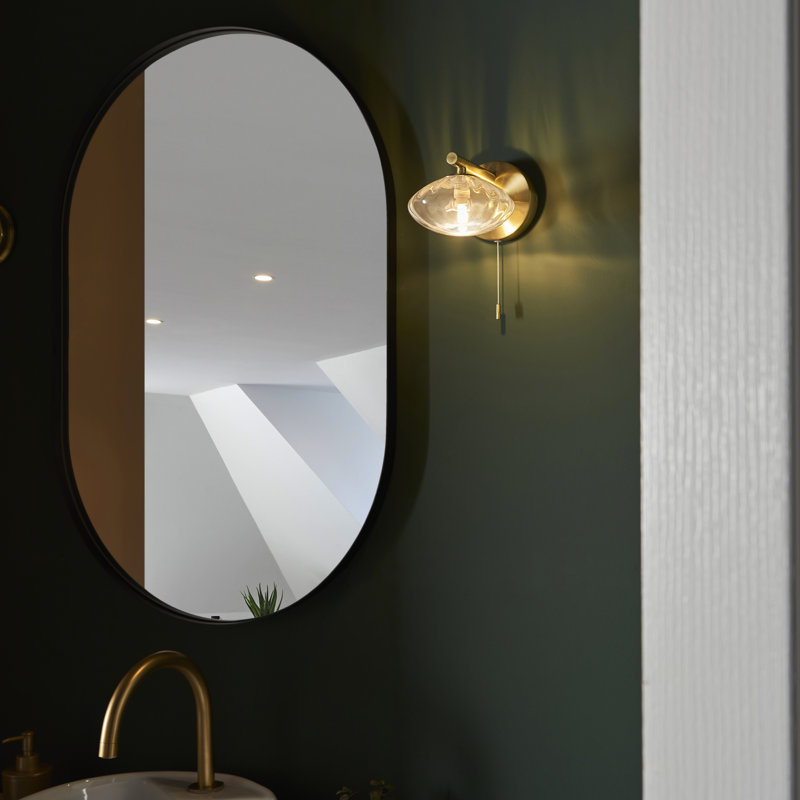 Myakka Mobias 1-Light Bathroom Wall Light, Satin Brass Plate, Clear