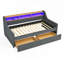Canapé-lit simple rembourré avec trois lumières DEL, une tête de lit réglable avec rangement, deux tiroirs de rangement et un système de chargement sans fil, cadre de canapé-lit rembourré en lin-1970950440