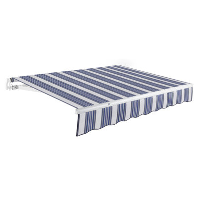 Awntech Maui Manual Retractable Awning, 18' x 10', Navy/Gray/White Multi