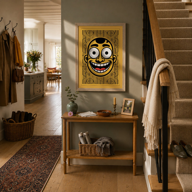 Grinning Face Retro - Print, A3 - 42.0 x 29.7 cm, Oak