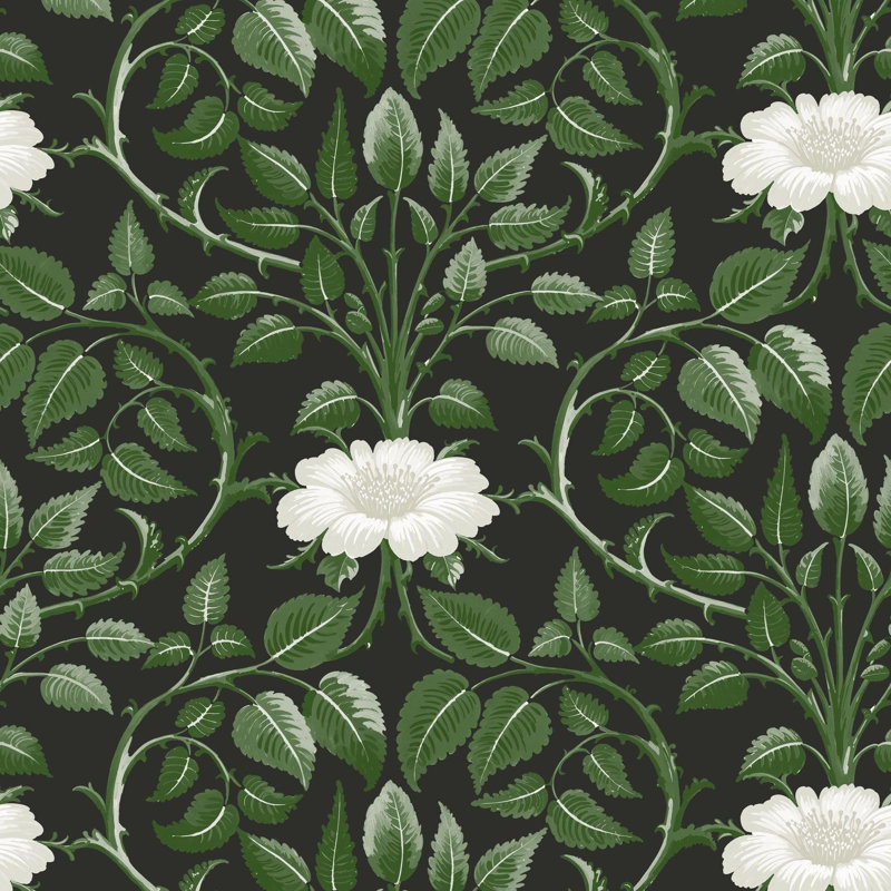 Garden Vine - Shaded Leaf Botanical Wallpaper, Faux Grasscloth