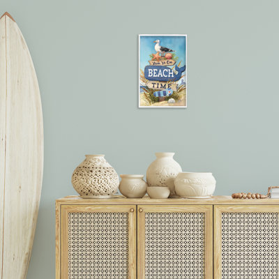 On Beach Time Sign Framed Giclee Art by Geoff Allen