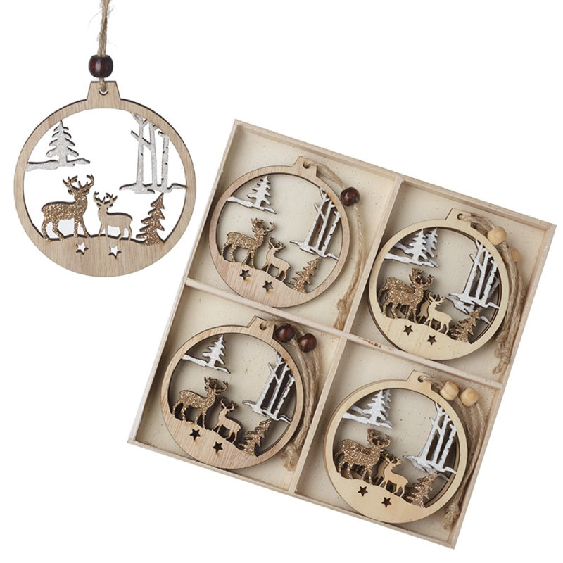 8cm Wood Ball Ornament