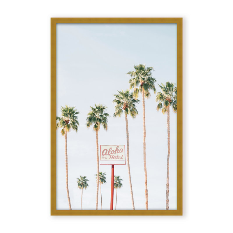 Coastal Retreat Aloha Hotel by  - Picture Frame Photograph on Paper, 24" H x 16" W x 1.125" D, Beige, Framed Matted Print
