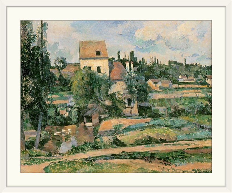 Moulin de la couleuvre à Pontoise, 1881 par Paul Cezanne - reproduction d'art, H 32 po x l 38 po x P 1 po, Cadre blanc