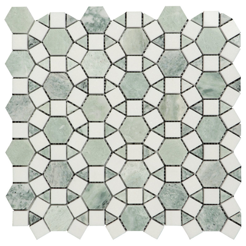 3.25" x 12.75" Ming Green Marble Novelty Mosaic Wall & Floor Tile