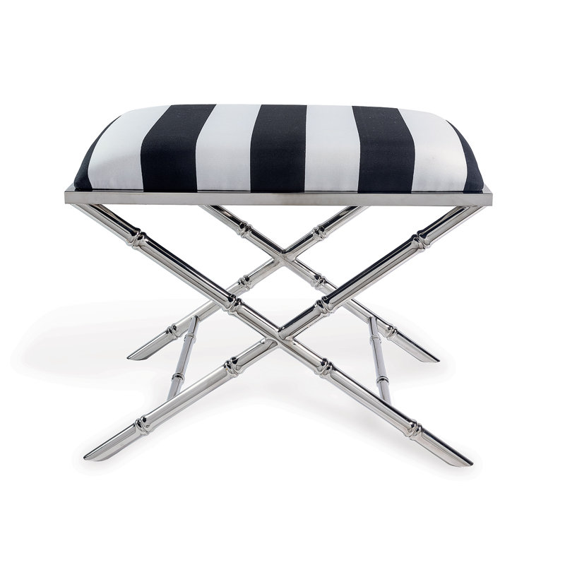 Lauderdale Brass Black Stripe Bench, Polished Nickel
