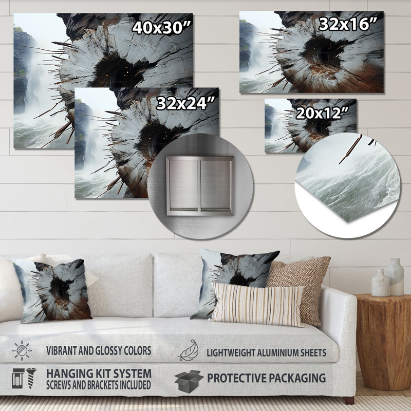 «Stone Grey Quartz Mystery II», art mural en métal géode en pierre MT136171, H 16 po x l 32 po x P 1 po