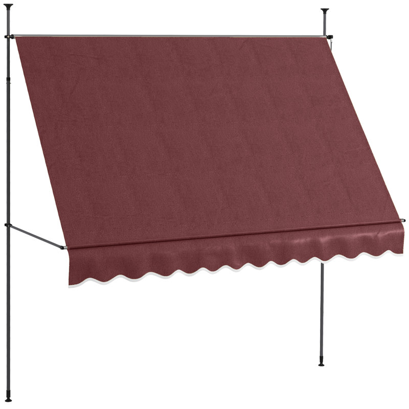 Outsunny D Polyester Cover Retractable Patio Awning, 118.1" H x 78.7" W x 48" D, Red