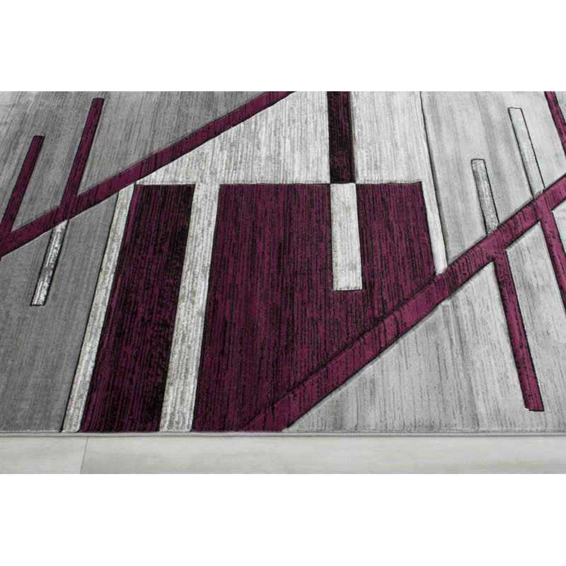 Tapis géométrique purplegray area Diva, Rectangle de 7 pi x 10 pi 5 po