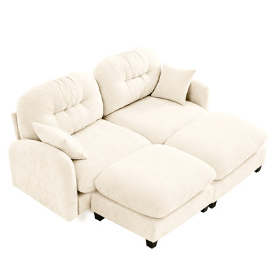 2 - Seater Chenille Beige Cloud Sectional , Ergonomic Design, Pleated , Elegant And Flexible Combination Modular With Like Comfort, Fabric, High Density Foam,