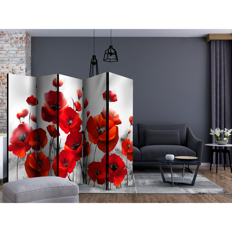 225cm W x 172cm H 5 - Panel Wood Folding Room Divider