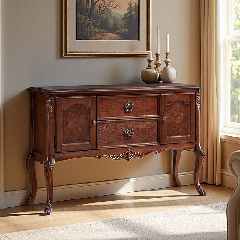 American retro solid wood sideboard, 32.68" H x 55.12" W x 15.75" D