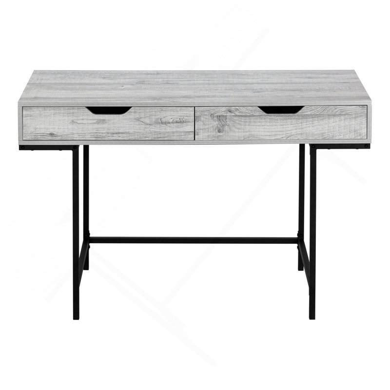 Bureau d'ordinateur, bureau personnel, ordinateur portable, tiroirs de rangement, L 48 po, travail, stratifié gris, métal noir, contemporain, moderne