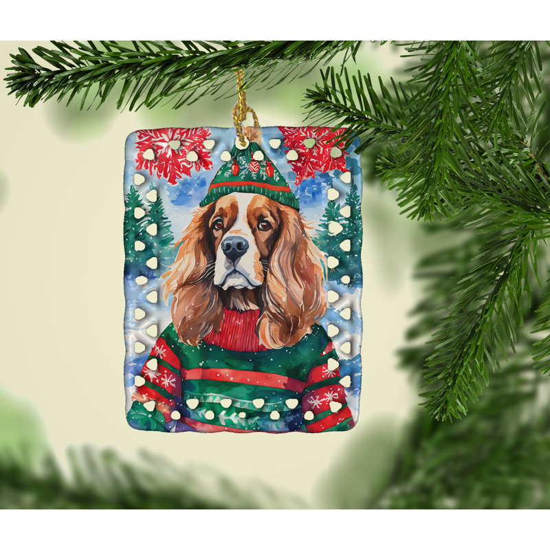 Ornement de Noël en porcelaine Cavalier Spaniel, Cavalier Spaniel 3414