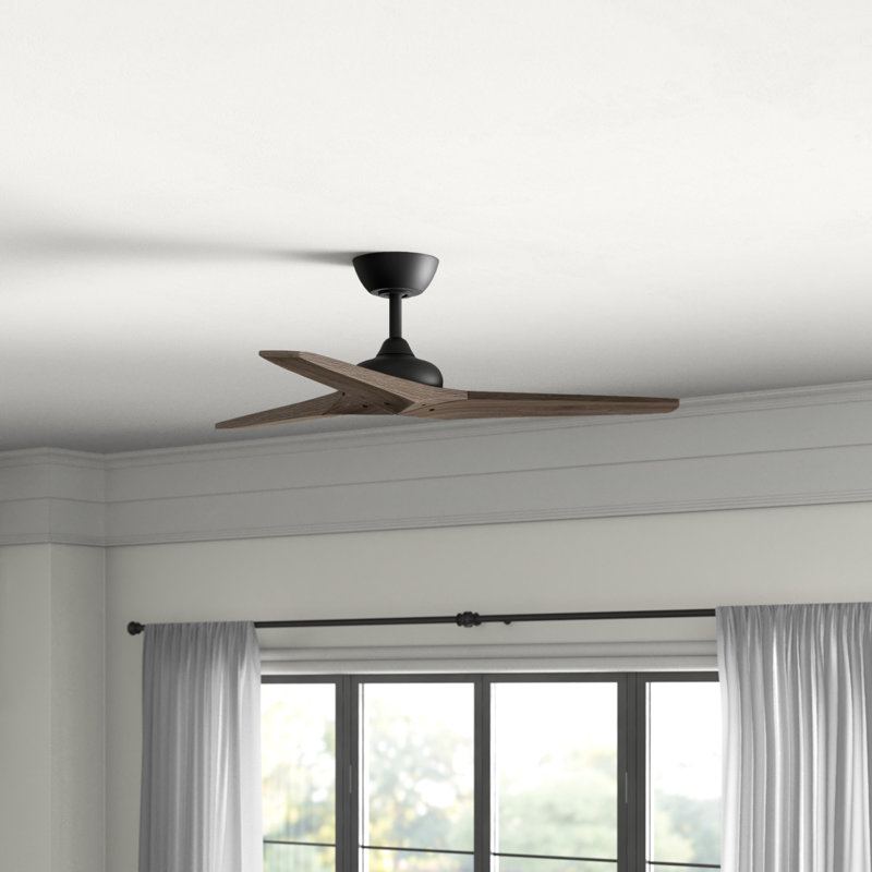Ventilateur de plafond en bois avec télécommande Chisel, Noir mat, Noyer