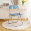 XUEGW, ensemble de 4 chaises de salle à manger pliables en acrylique empilables avec structure portante stable, bleu-1901729174
