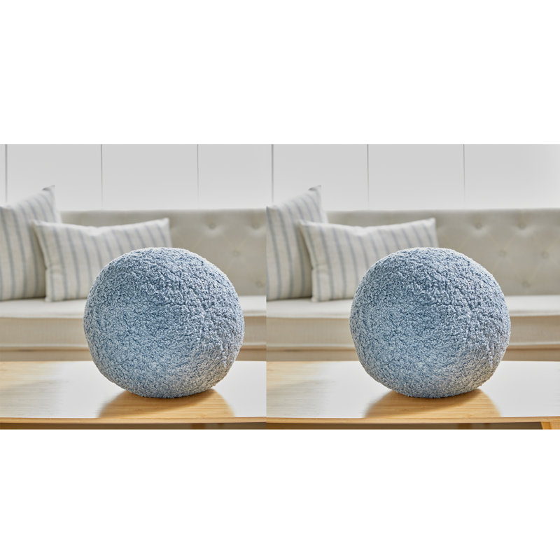 French Boucle Poodle Velvet Reversible Throw Pillow, Blue, 10"H x 10"W