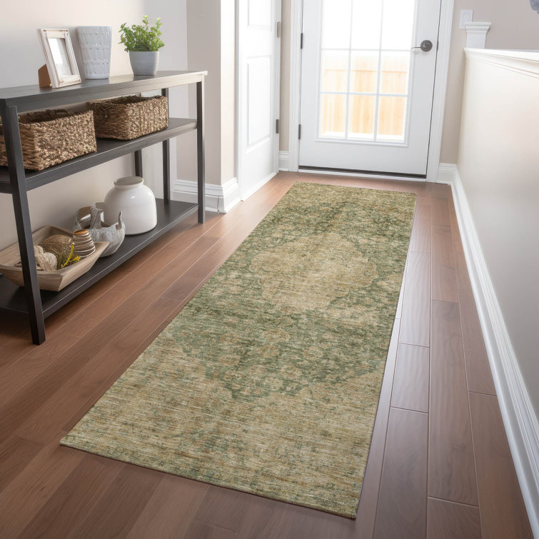 Machine Washable Indoor/Outdoor Cinead ACN1657 Aloe Rug