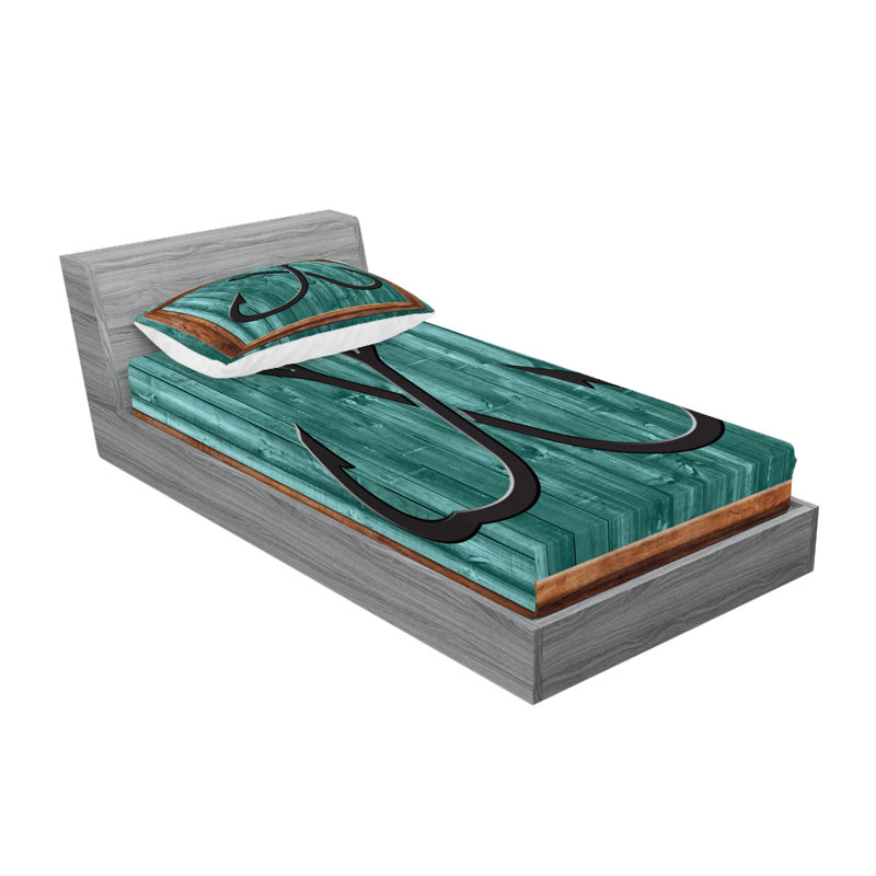 Drap-housse et coussin décoratif Ambesonne, bleu sarcelle pâle / caramel, Twin XL Fitted Sheet Set + 4 Pillow Cases