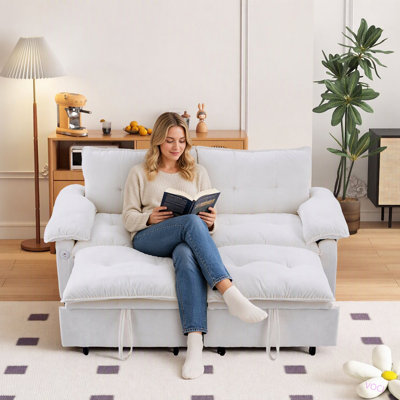 73 inch Velvet Pull Out Sofa Bed Convertible Sleeper Couch with Pullout Mattress