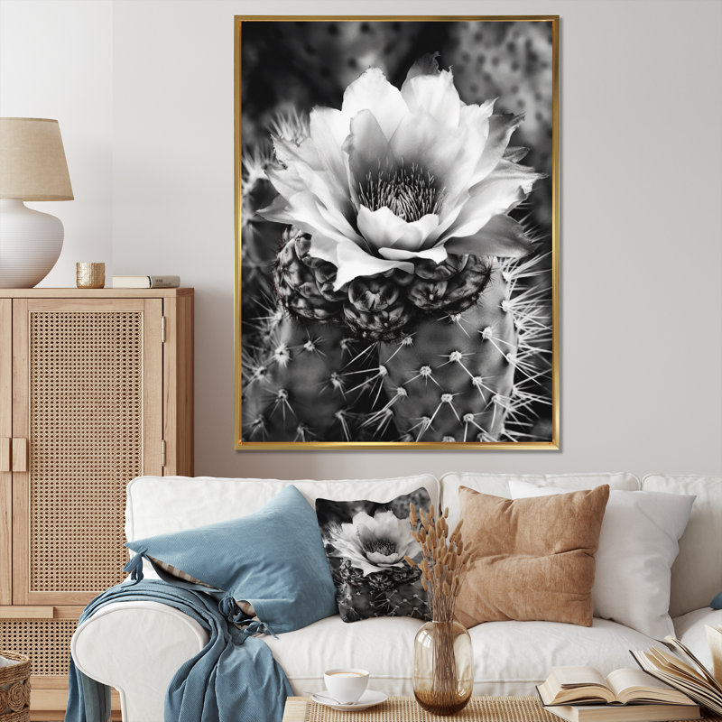 Naythen Gray Desert Cactus I sur toile, H 40 po x l 30 po x P 1,5 po, Cadre flottant doré