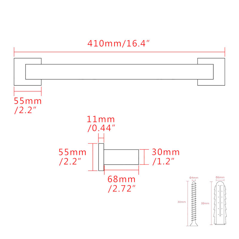 41cm Wall Mounted Required Towel Bar, Brushed