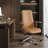 Genuine Leather Executive Office Chair, Mid-Back Ergonomic Swivel Office Chair, High Back Desk Chair with Polished Aluminum Alloy Base, Adjustable Height for Home Office-829668356